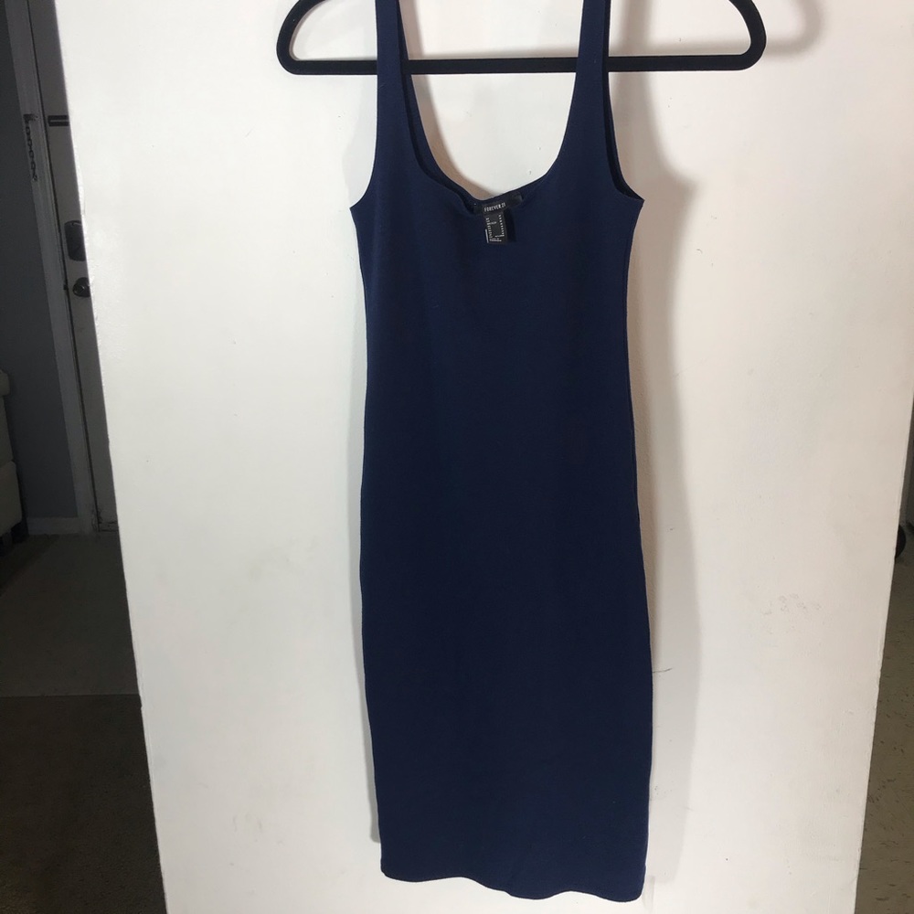 Navy Blue Basic Midi Dress Medium - image 1